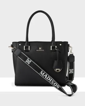 Angie Medium 3 Compartment Satchel Bag   Monogram Stripe Bag Strap