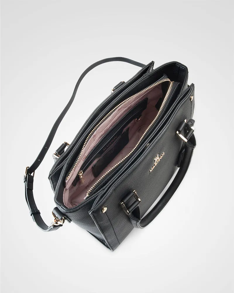 Angie Medium 3 Compartment Satchel Bag   Monogram Stripe Bag Strap