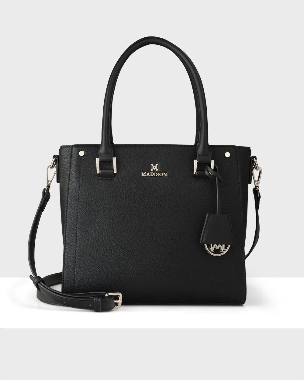 Angie Medium 3 Compartment Satchel Bag   Monogram Stripe Bag Strap