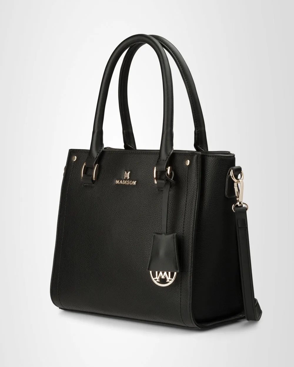 Angie Medium 3 Compartment Satchel Bag   Monogram Stripe Bag Strap