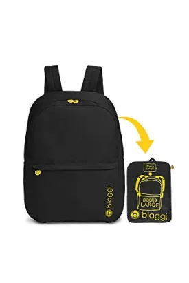Biaggi Luggage Paksak Packable Backpack As As Seen on Shark Tank Black 16-Inch