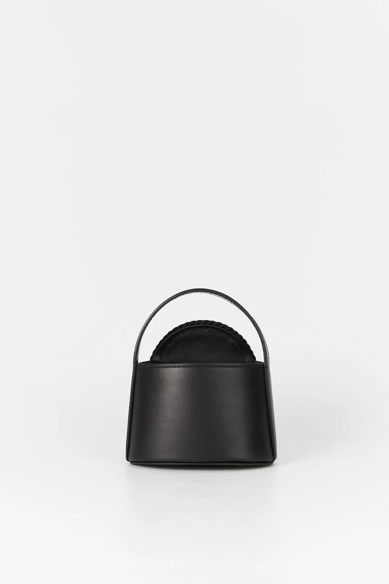 BLACK Mini Leather Handle Bag with Passementerie Details