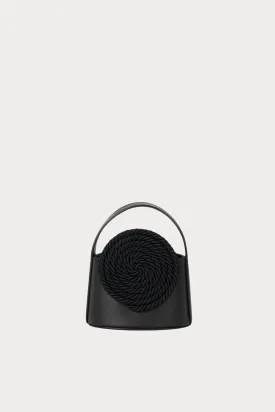 BLACK Mini Leather Handle Bag with Passementerie Details