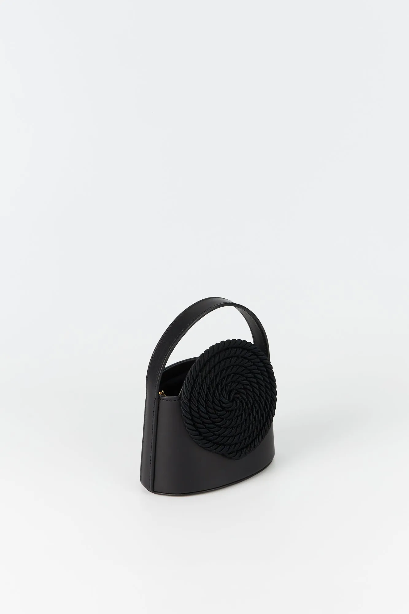 BLACK Mini Leather Handle Bag with Passementerie Details