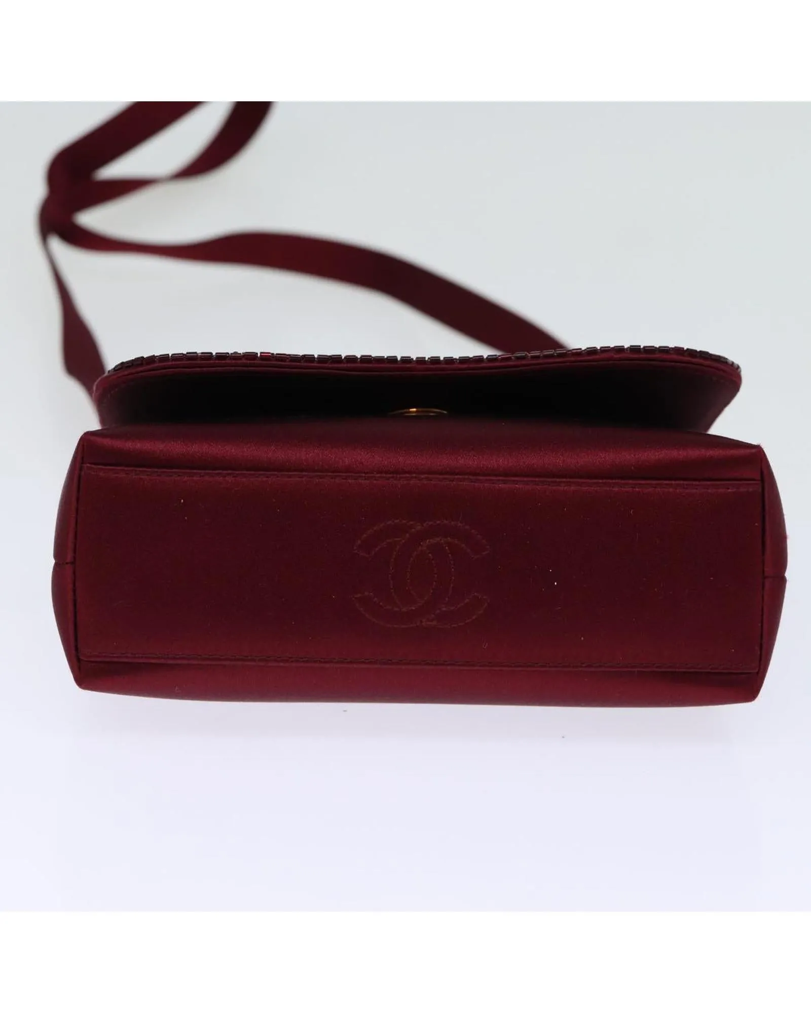CHANEL Classic Burgundy Satin Chain Bag