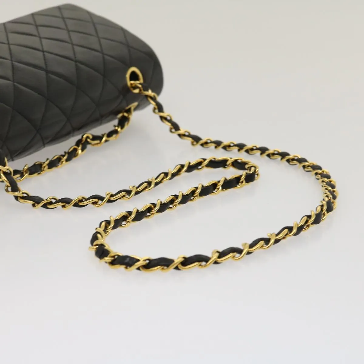 CHANEL Classic Matelasse 25 Chain Flap Shoulder Bag Lamb Skin Black 29962A