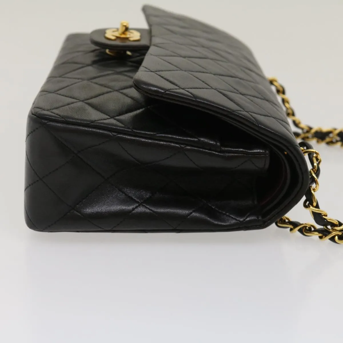 CHANEL Classic Matelasse 25 Chain Flap Shoulder Bag Lamb Skin Black 29962A