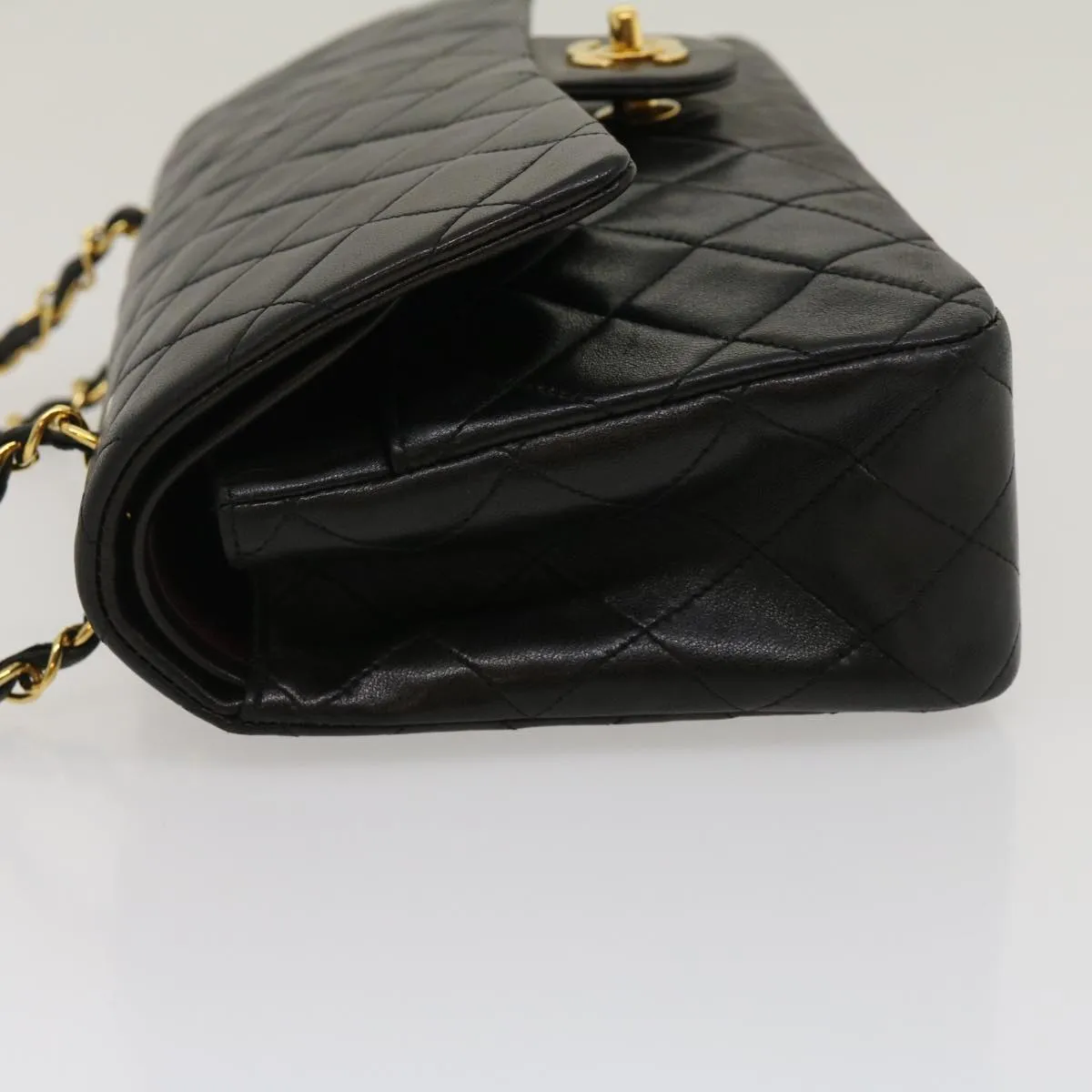 CHANEL Classic Matelasse 25 Chain Flap Shoulder Bag Lamb Skin Black 29962A
