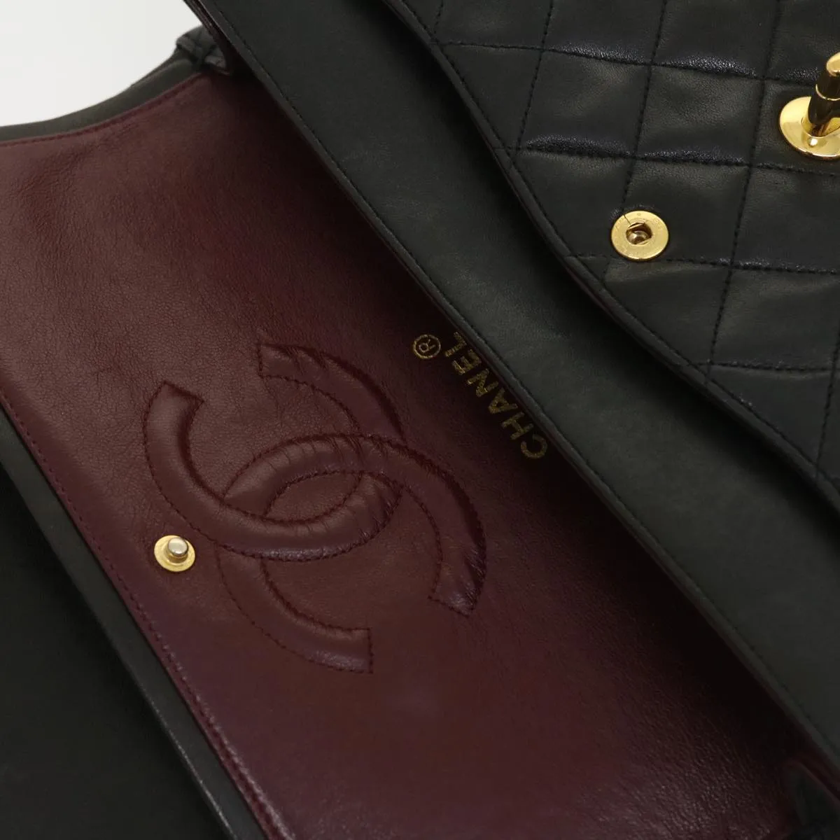CHANEL Classic Matelasse 25 Chain Flap Shoulder Bag Lamb Skin Black 29962A