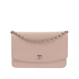 CHANEL WOC Wallet on Chain Pochette in Pink Leather
