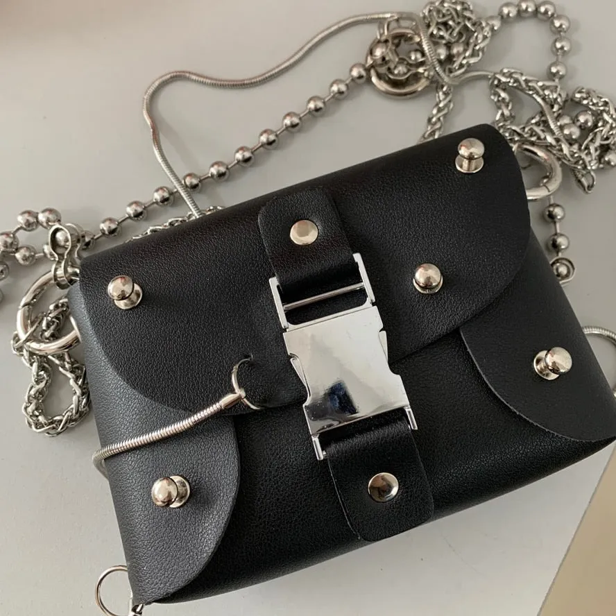 Christmas Gift Mini Women's Bag Party Lady Shoulder Bags Rock Street Style Women Crossbody Bags Metal Chain Beaded Ladies Bags For Women 2020