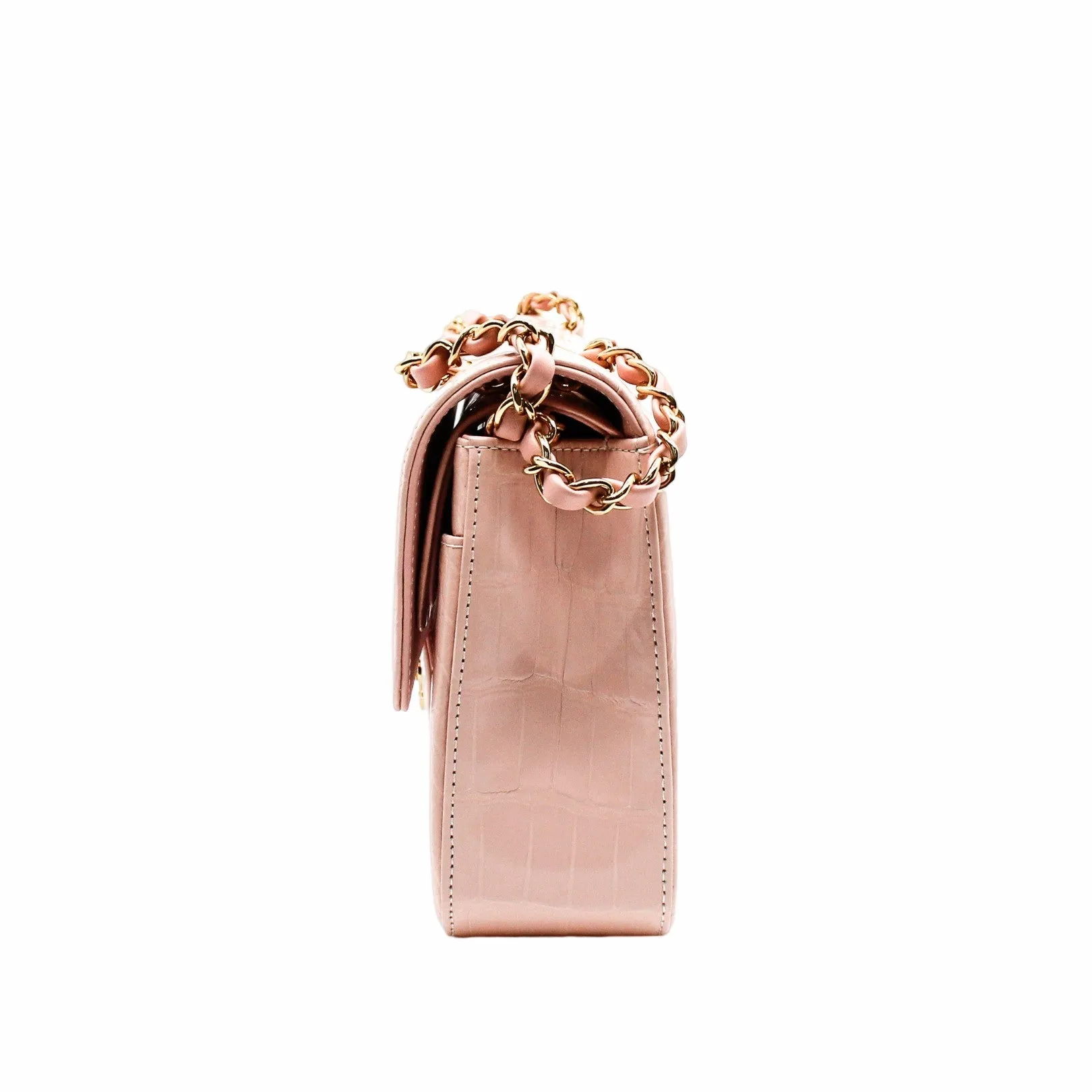 CLASSIC DOUBLE FLAP BAG MEDIUM crocodile light pink GHW seri 23