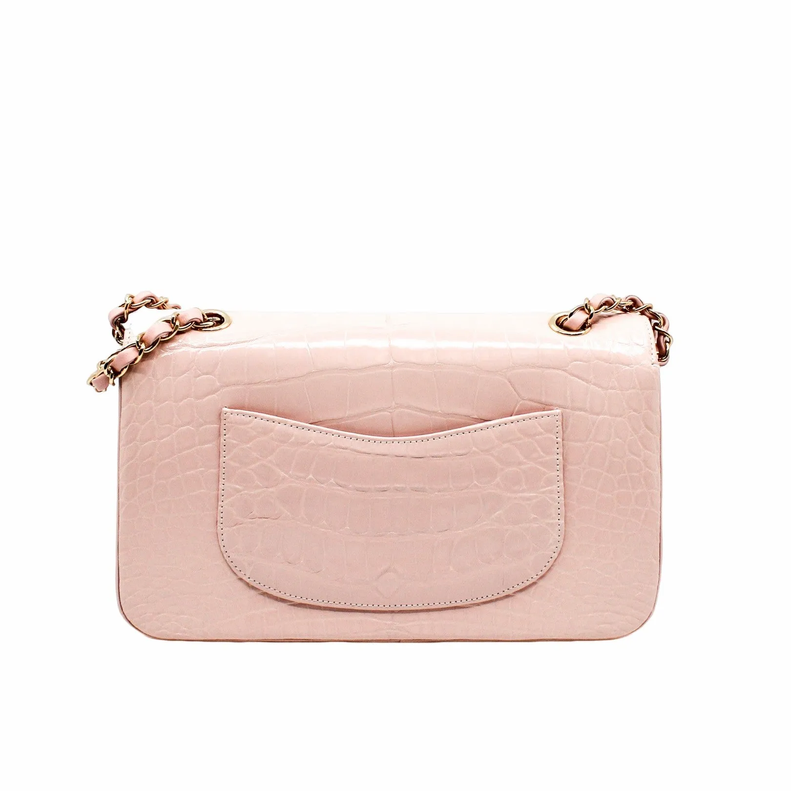 CLASSIC DOUBLE FLAP BAG MEDIUM crocodile light pink GHW seri 23