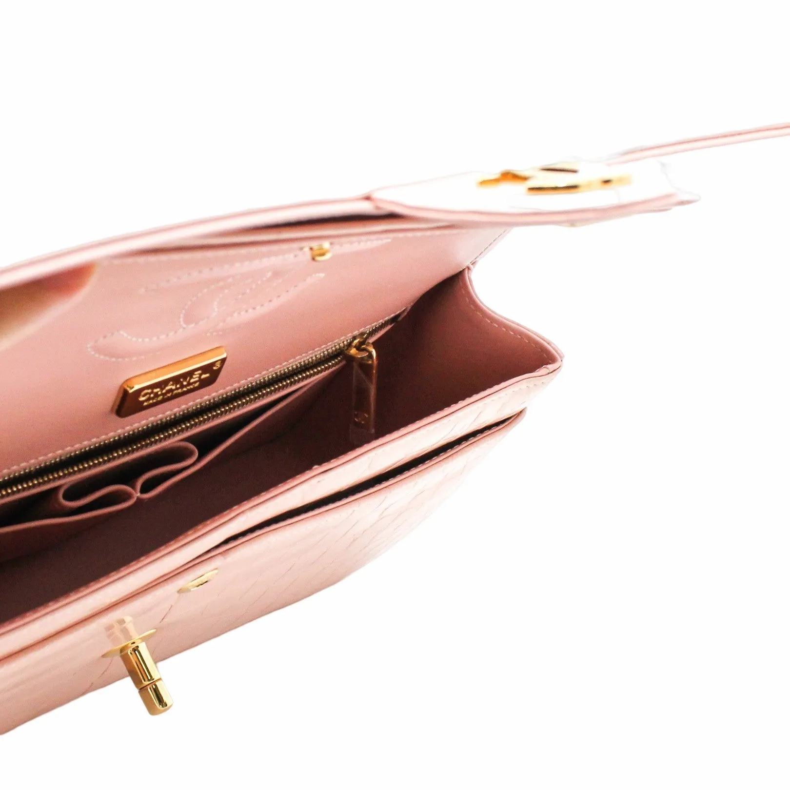 CLASSIC DOUBLE FLAP BAG MEDIUM crocodile light pink GHW seri 23