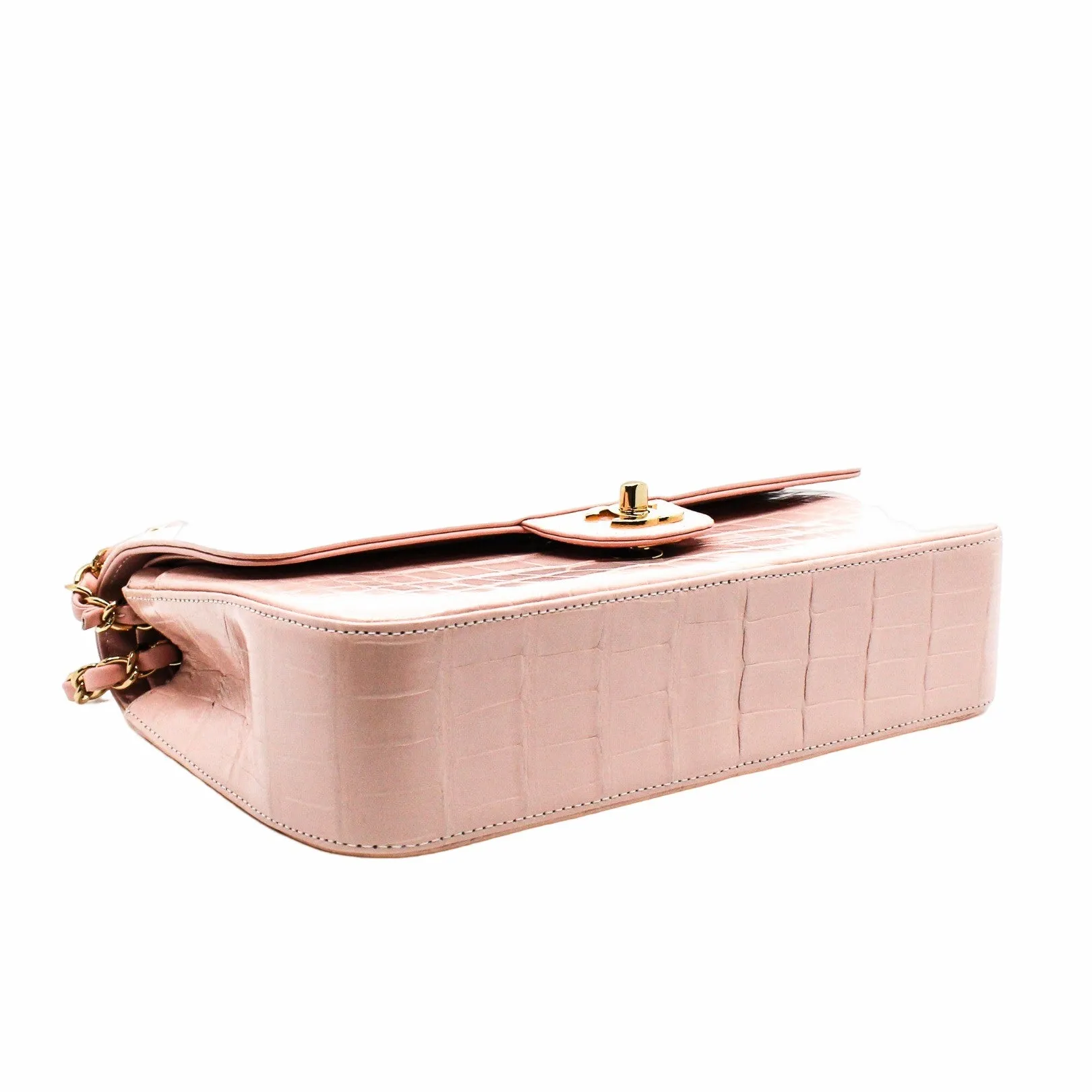 CLASSIC DOUBLE FLAP BAG MEDIUM crocodile light pink GHW seri 23