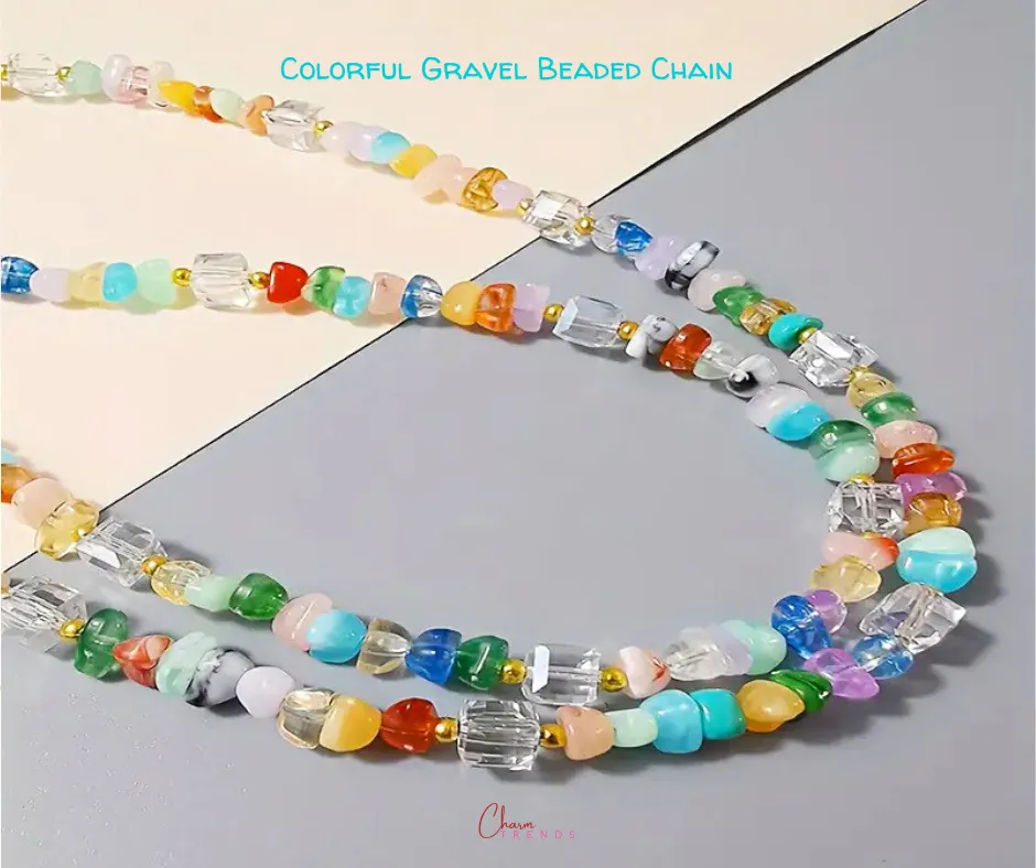 Colorful Gravel Square Sugar Irregular Beaded Hanging Chain