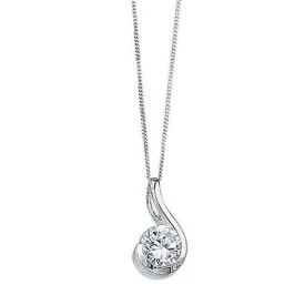 Cubic Zirconia Half Teardrop Silver Pendant