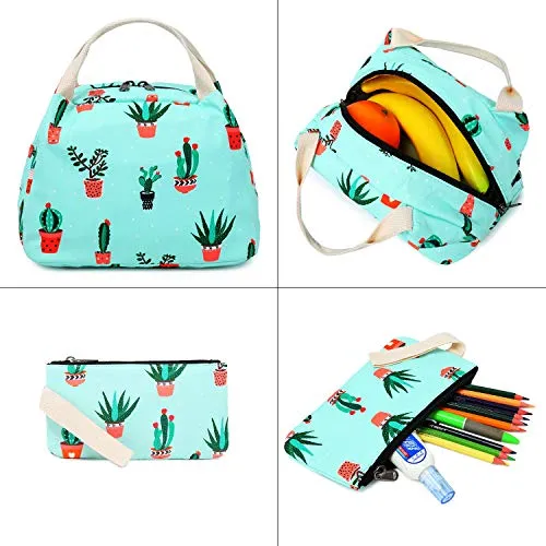 FLYMEI Cute Bookbags for Girls, Cactus Backpack for Teens, Fashion Backpack for Women 15.6 Inch Floral Backpack, Lightweight School Backpack for Girls, Pastel Backpack for School