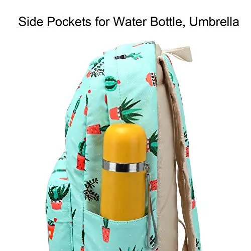 FLYMEI Cute Bookbags for Girls, Cactus Backpack for Teens, Fashion Backpack for Women 15.6 Inch Floral Backpack, Lightweight School Backpack for Girls, Pastel Backpack for School
