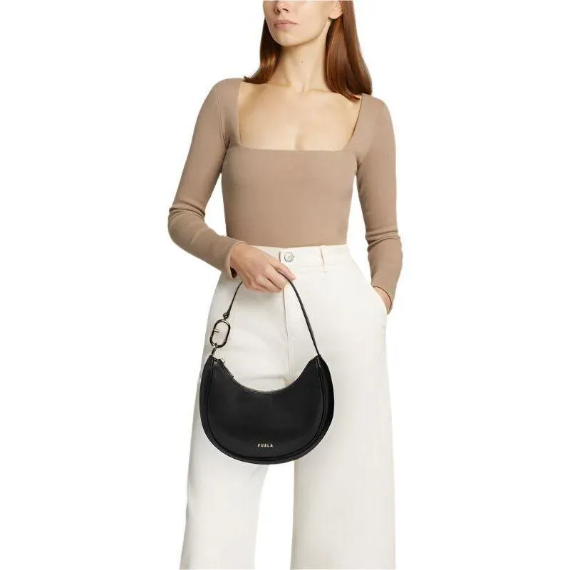 Furla Primavera Small Shoulder Bag - Black and Gold