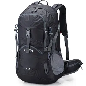G4Free Black Hiking Backpack Backpacking Backpacks with Rain Cover Waterproof Bladder for Men