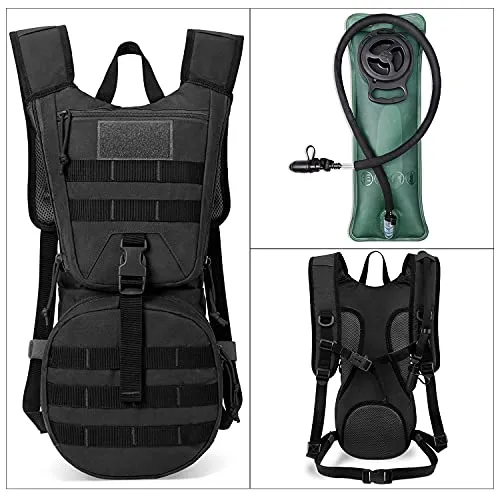 G4Free Tactical Hydration Packs Helmet Water Backpacks with 3L BPA Free Bladder Kids Adults for Hiking, Cycling, Running, Skiing, Walking and Climbing(Black)