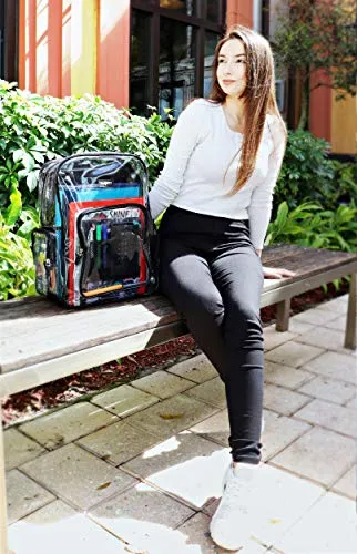 Heavy Duty Clear Backpack Durable Military Nylon Transparent for School, Airport Security