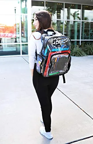 Heavy Duty Clear Backpack Durable Military Nylon Transparent for School, Airport Security