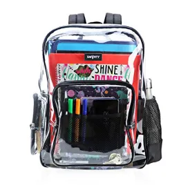 Heavy Duty Clear Backpack Durable Military Nylon Transparent for School, Airport Security