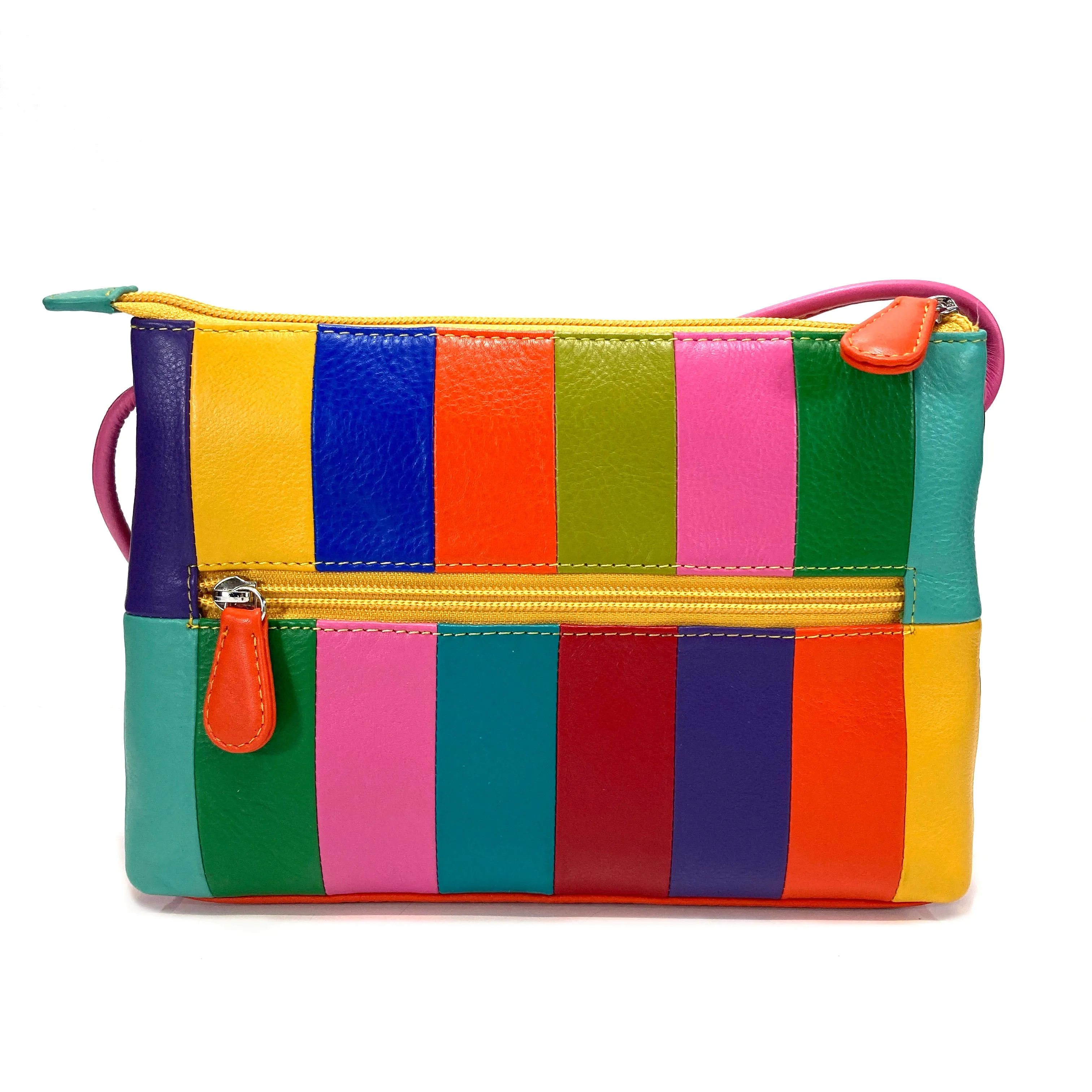 ili New York Leather Cross Body Bag RFID Protected - Style: 6024 - Rainbow