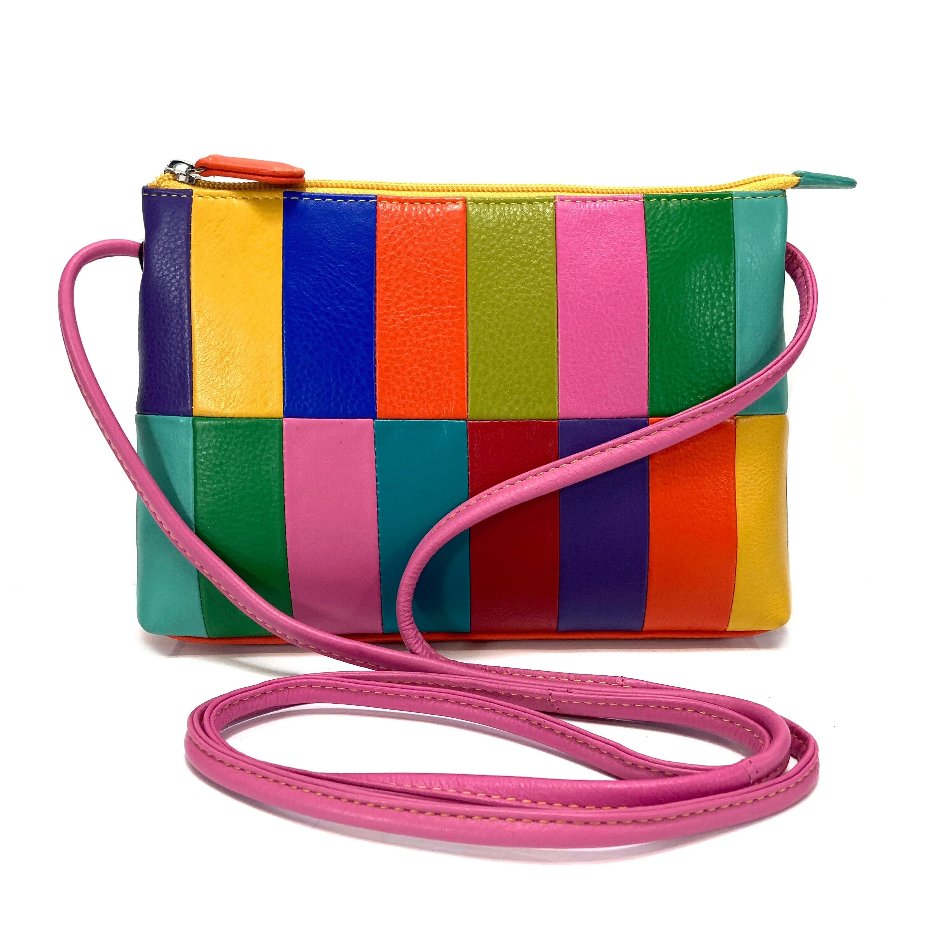 ili New York Leather Cross Body Bag RFID Protected - Style: 6024 - Rainbow