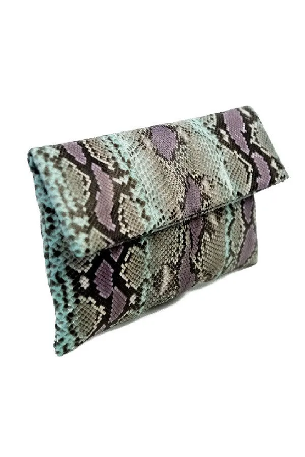 Mandalay Lilac Aqua Motif Foldover Clutch