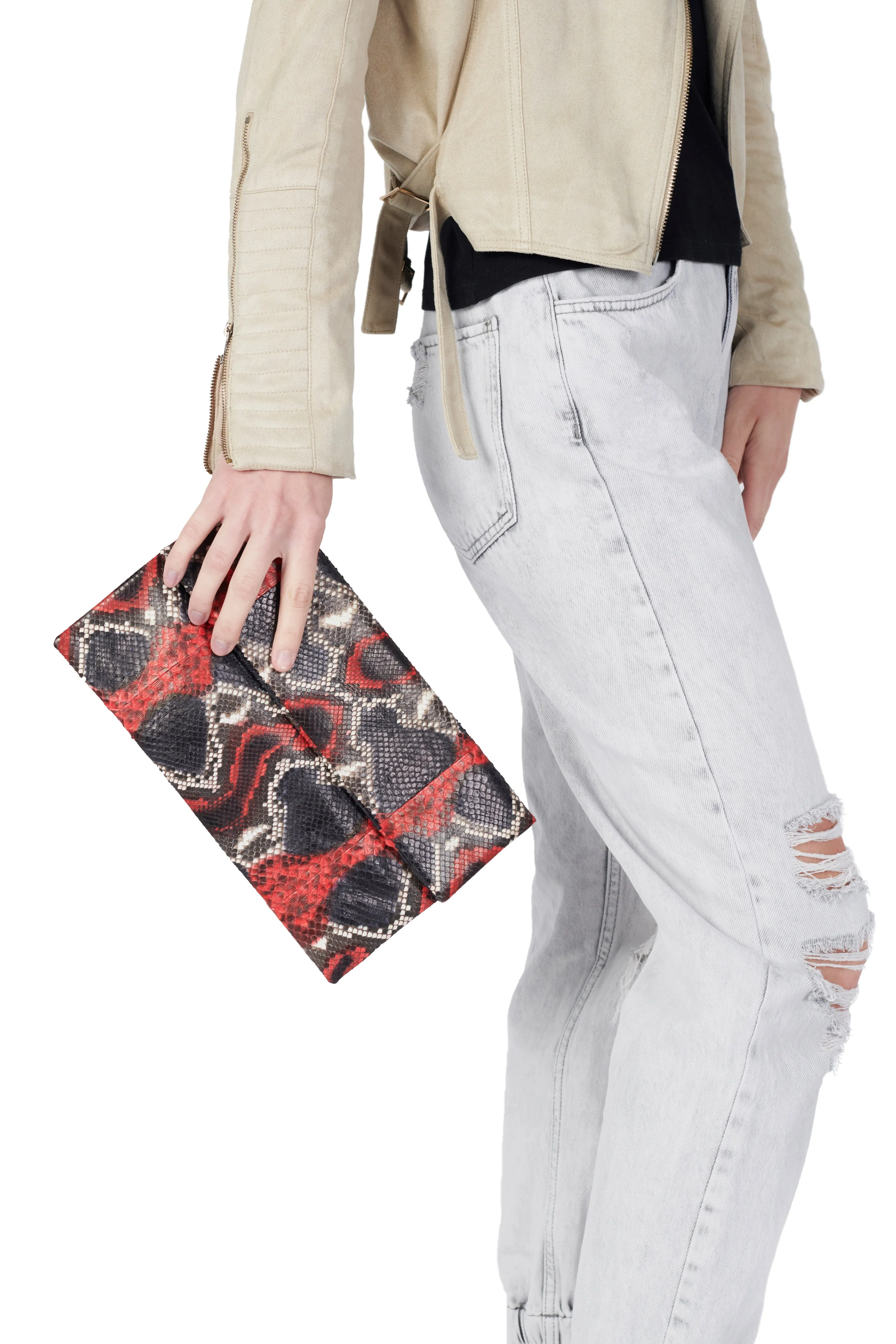 Mandalay Scarlet Onyx Motif Foldover Clutch