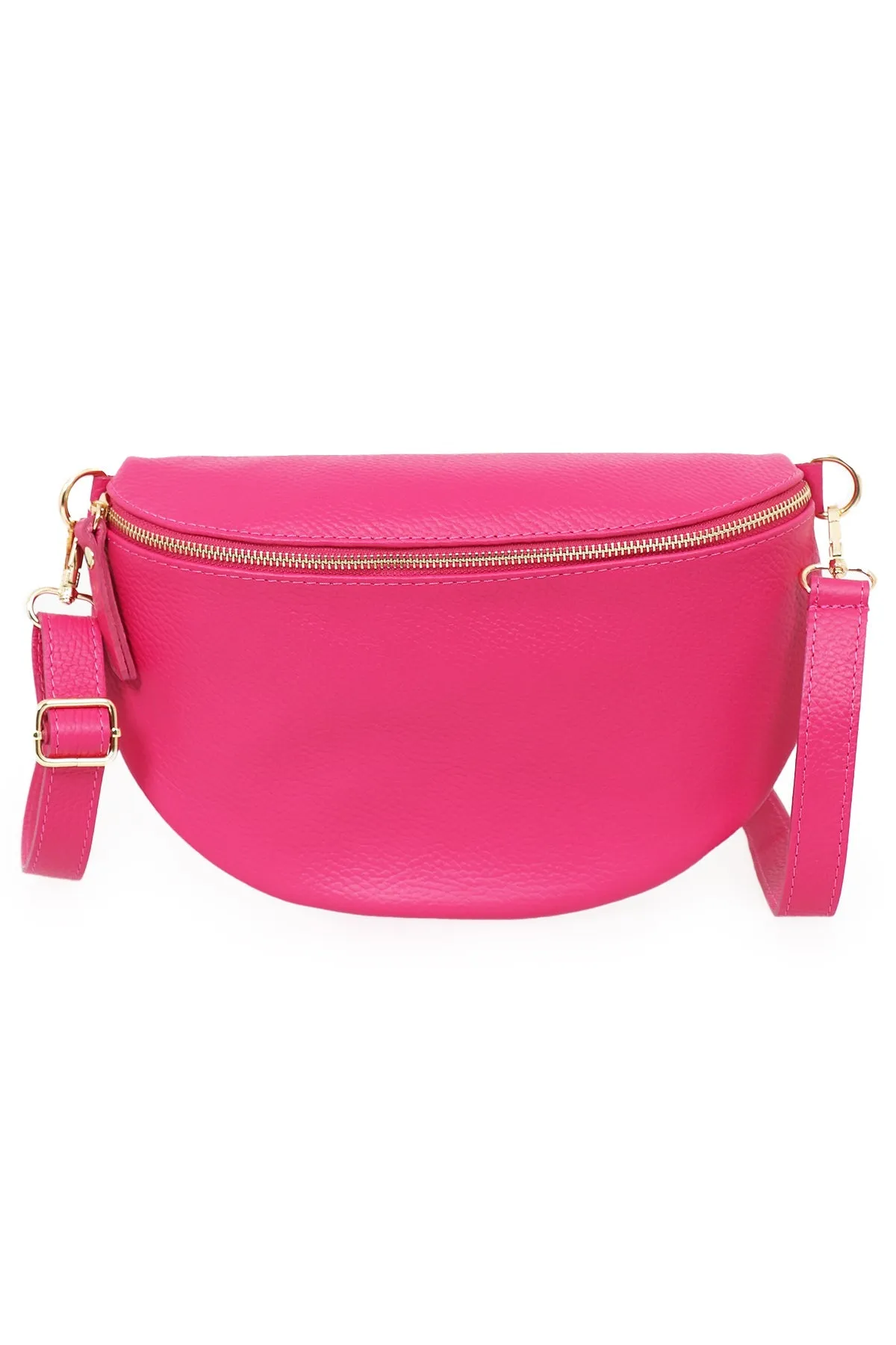 Meadow Half-Moon Crossbody Bag - Fuchsia, Pebbled