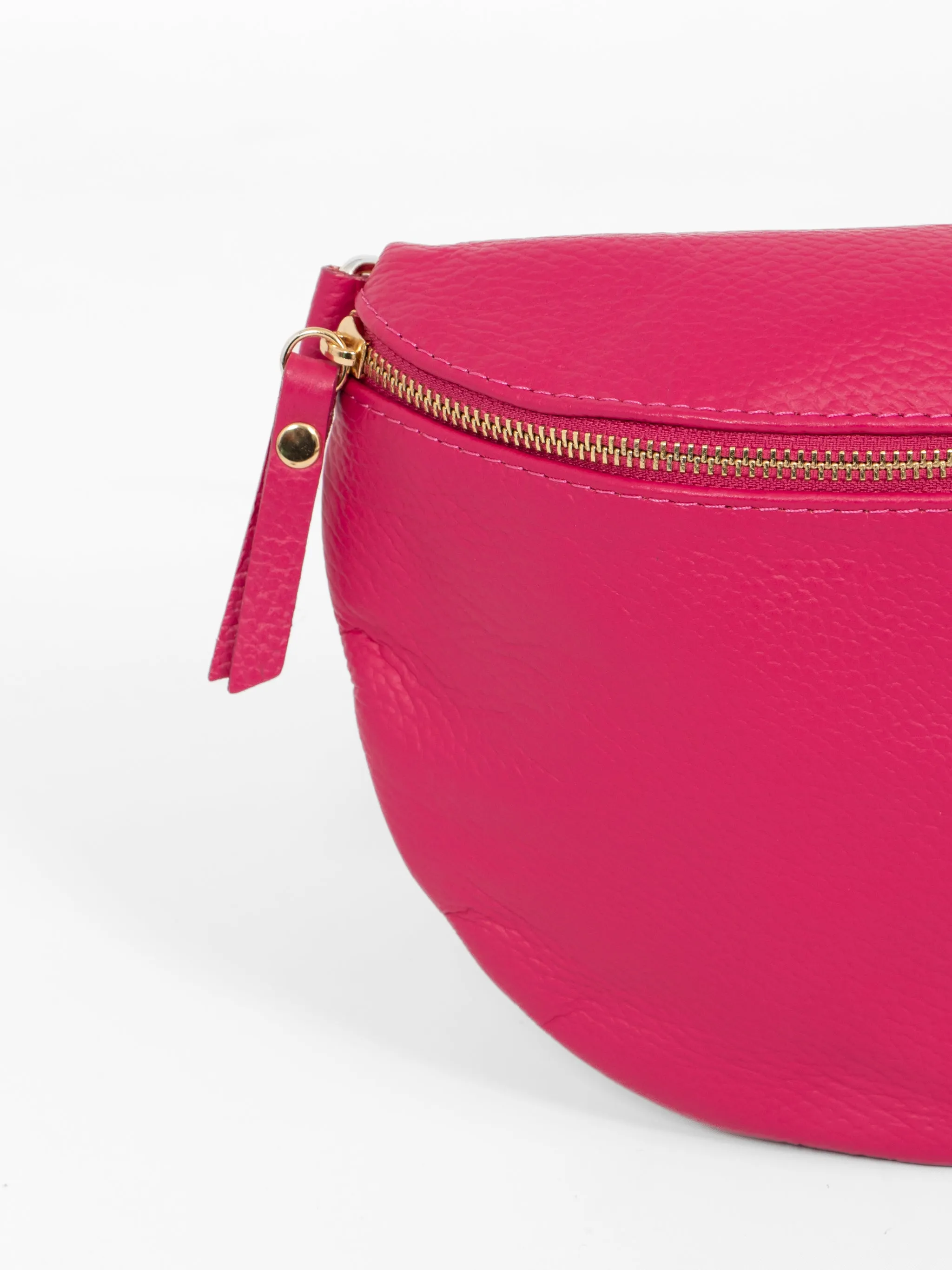 Meadow Half-Moon Crossbody Bag - Fuchsia, Pebbled