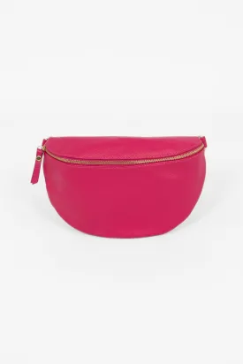 Meadow Half-Moon Crossbody Bag - Fuchsia, Pebbled