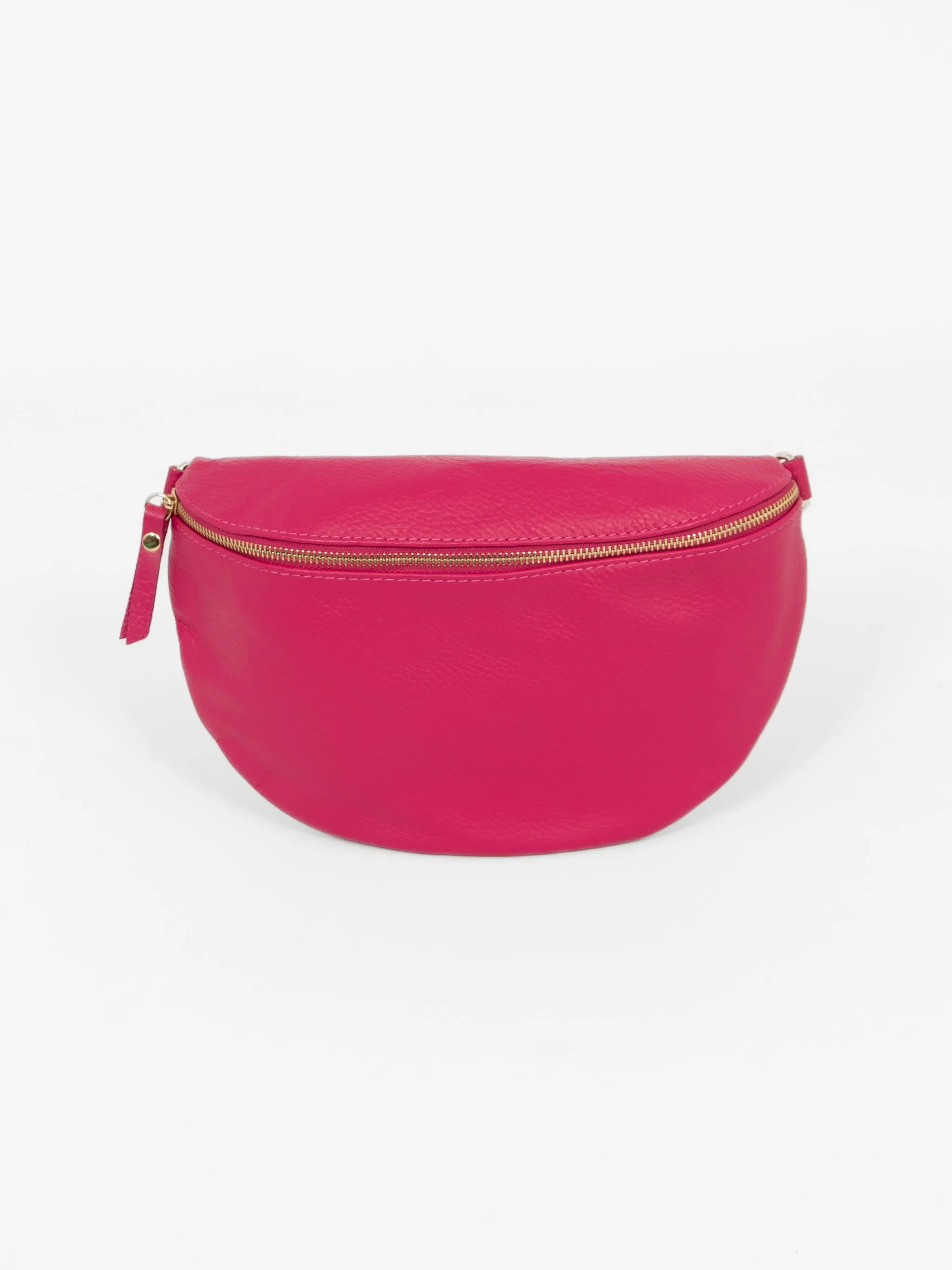 Meadow Half-Moon Crossbody Bag - Fuchsia, Pebbled