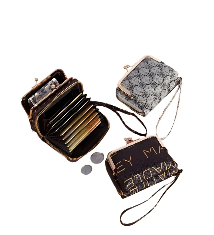 New Women's Short Wallet with Wrist Strap - Large Capacity Coin Purse, Multi-Card Holder, and Money Clip