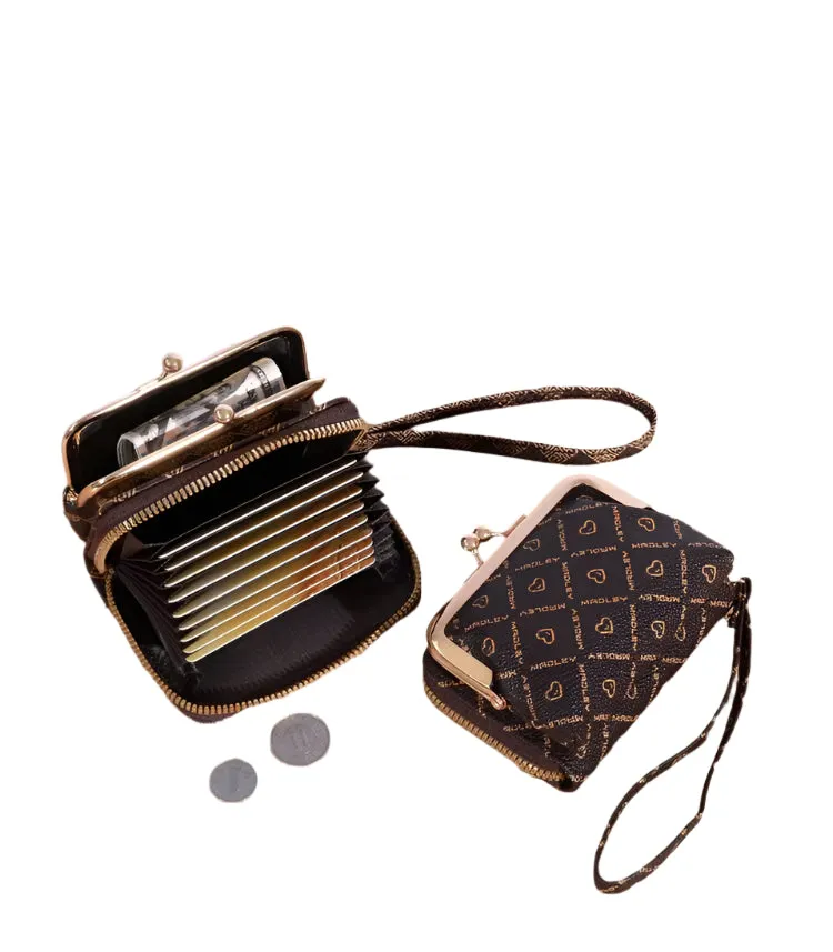 New Women's Short Wallet with Wrist Strap - Large Capacity Coin Purse, Multi-Card Holder, and Money Clip