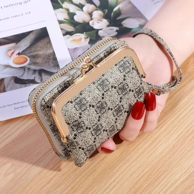 New Women's Short Wallet with Wrist Strap - Large Capacity Coin Purse, Multi-Card Holder, and Money Clip