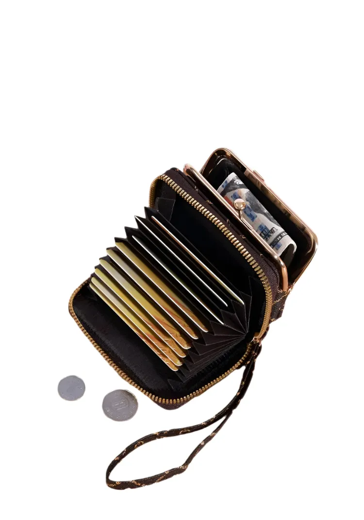 New Women's Short Wallet with Wrist Strap - Large Capacity Coin Purse, Multi-Card Holder, and Money Clip