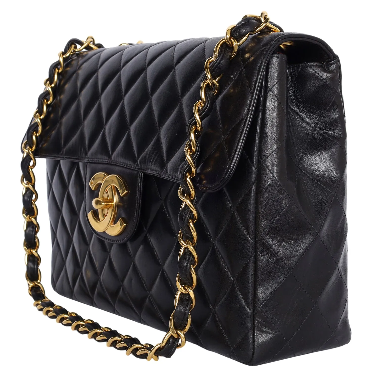 Quilted Jumbo Classic Flap Bag Black