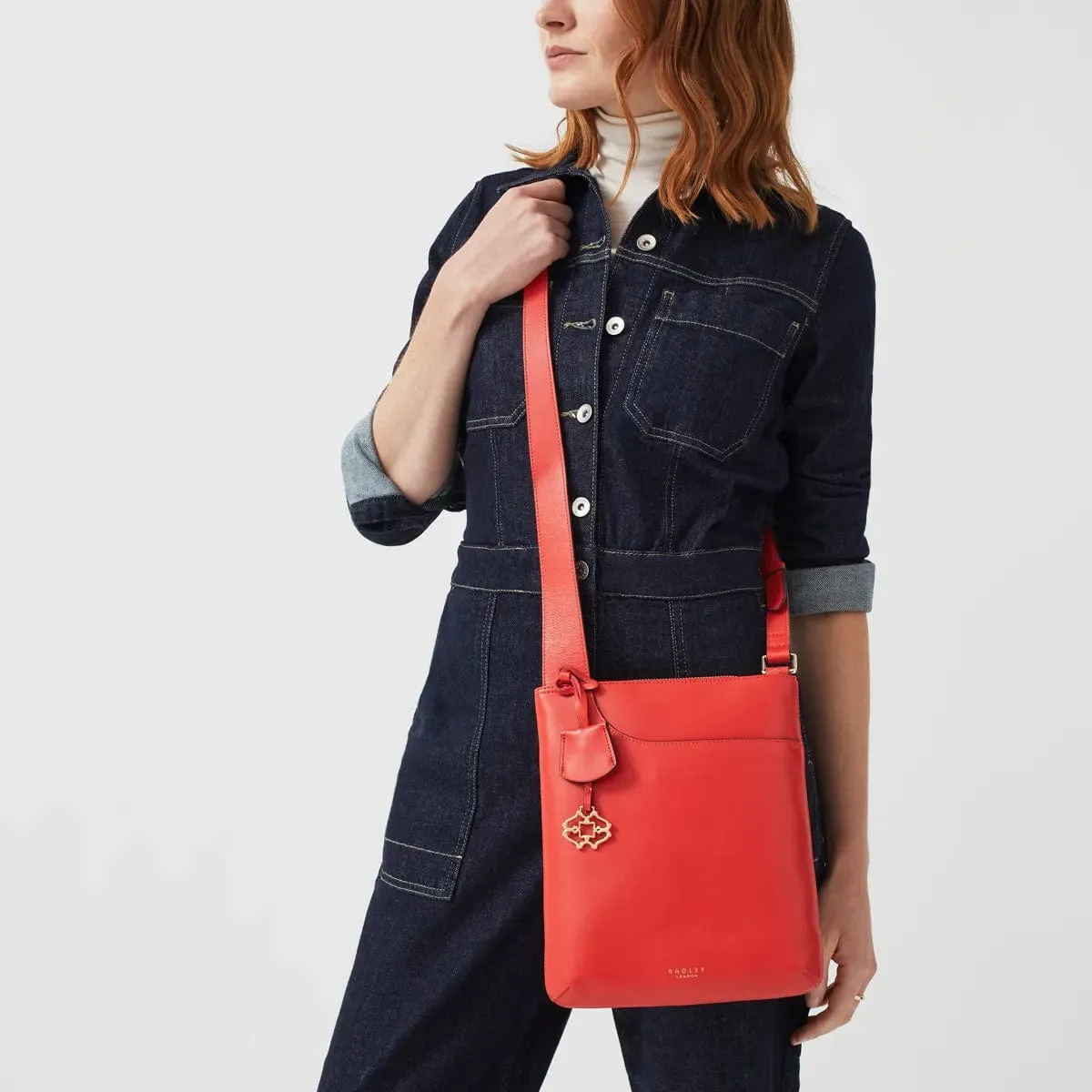 Radley Anniversary Camden Collection Medium Zip-Top Cross Body in Phone Box Red