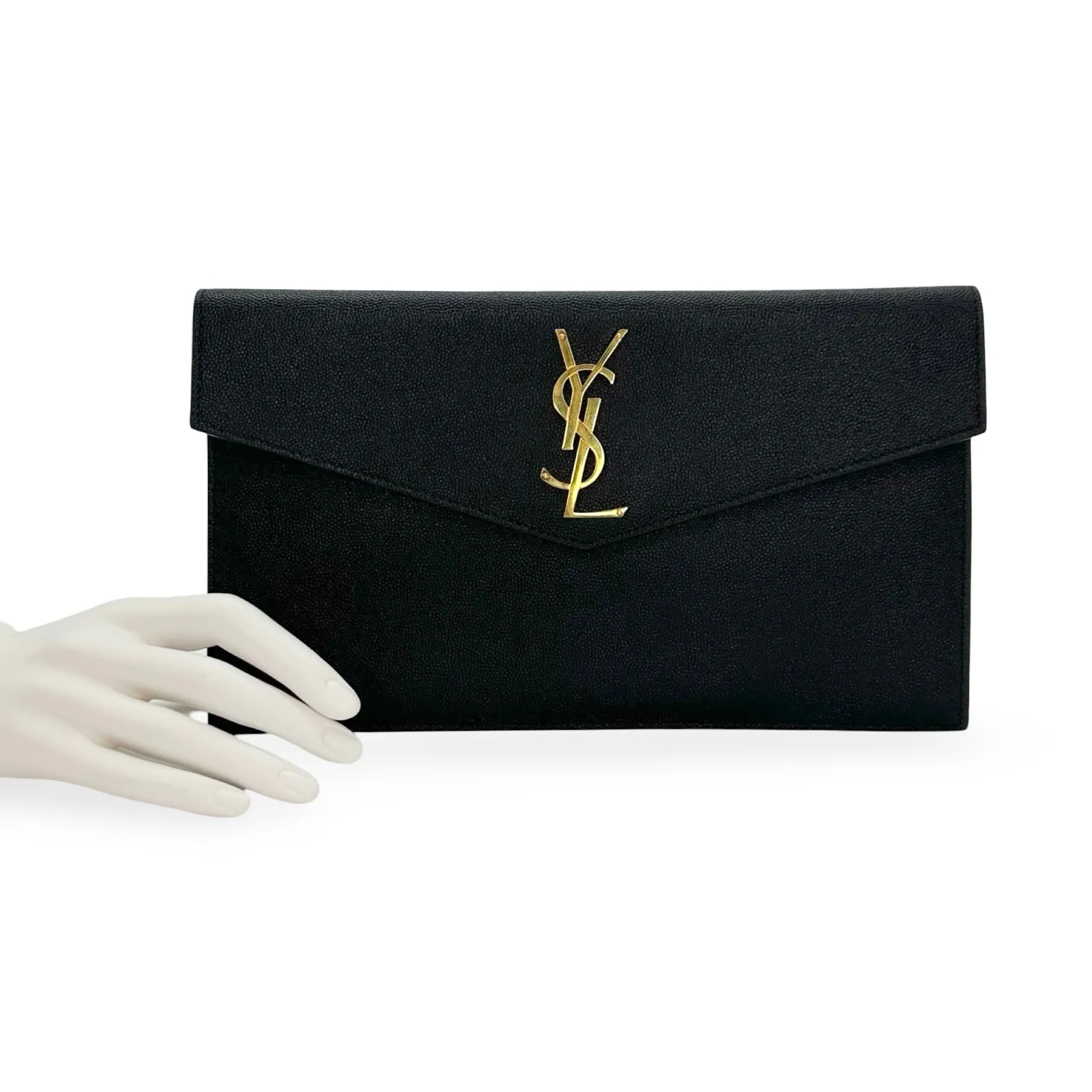 SAINT LAURENT: Grain de Poudre Uptown Envelope Pouch