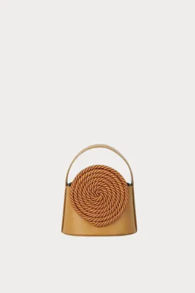TOBACCO Mini Leather Handle Bag with Passementerie Details