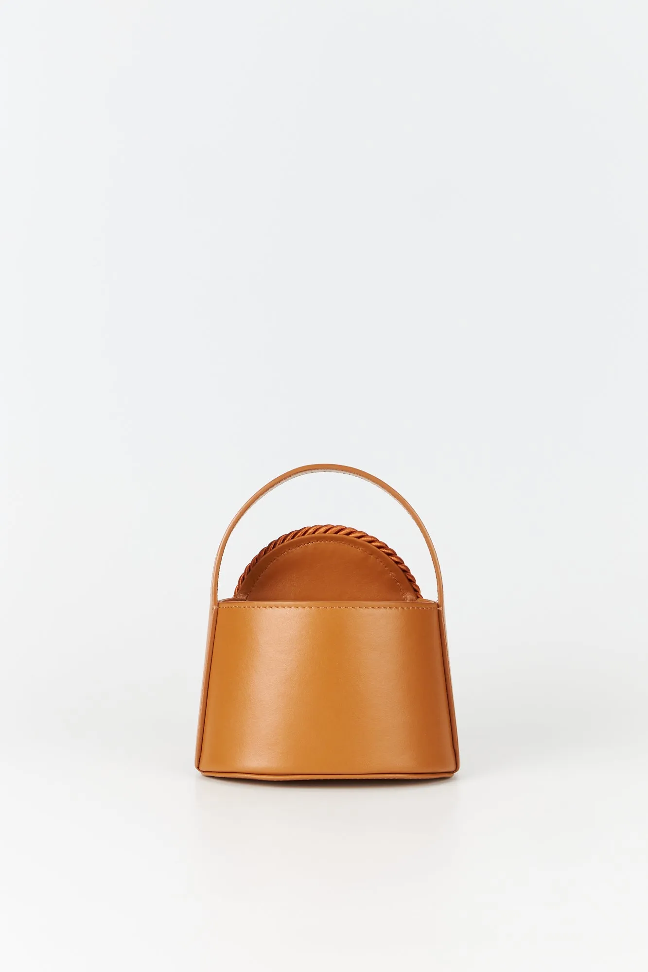 TOBACCO Mini Leather Handle Bag with Passementerie Details