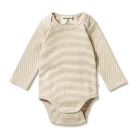 Wilson and Frenchy Organic Stripe Rib Envelope Bodysuit - Nougat