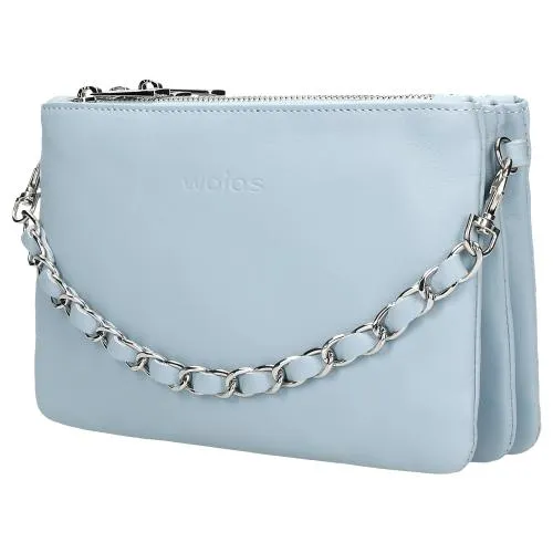 Wojas Blue  Leather 3-pockets Crossbody Bag with Decorative Strap | 8011656