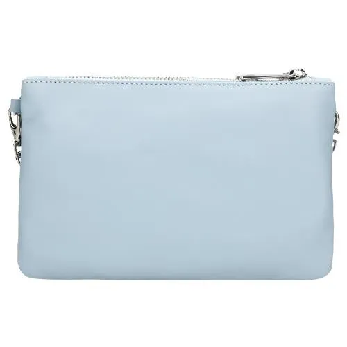 Wojas Blue  Leather 3-pockets Crossbody Bag with Decorative Strap | 8011656