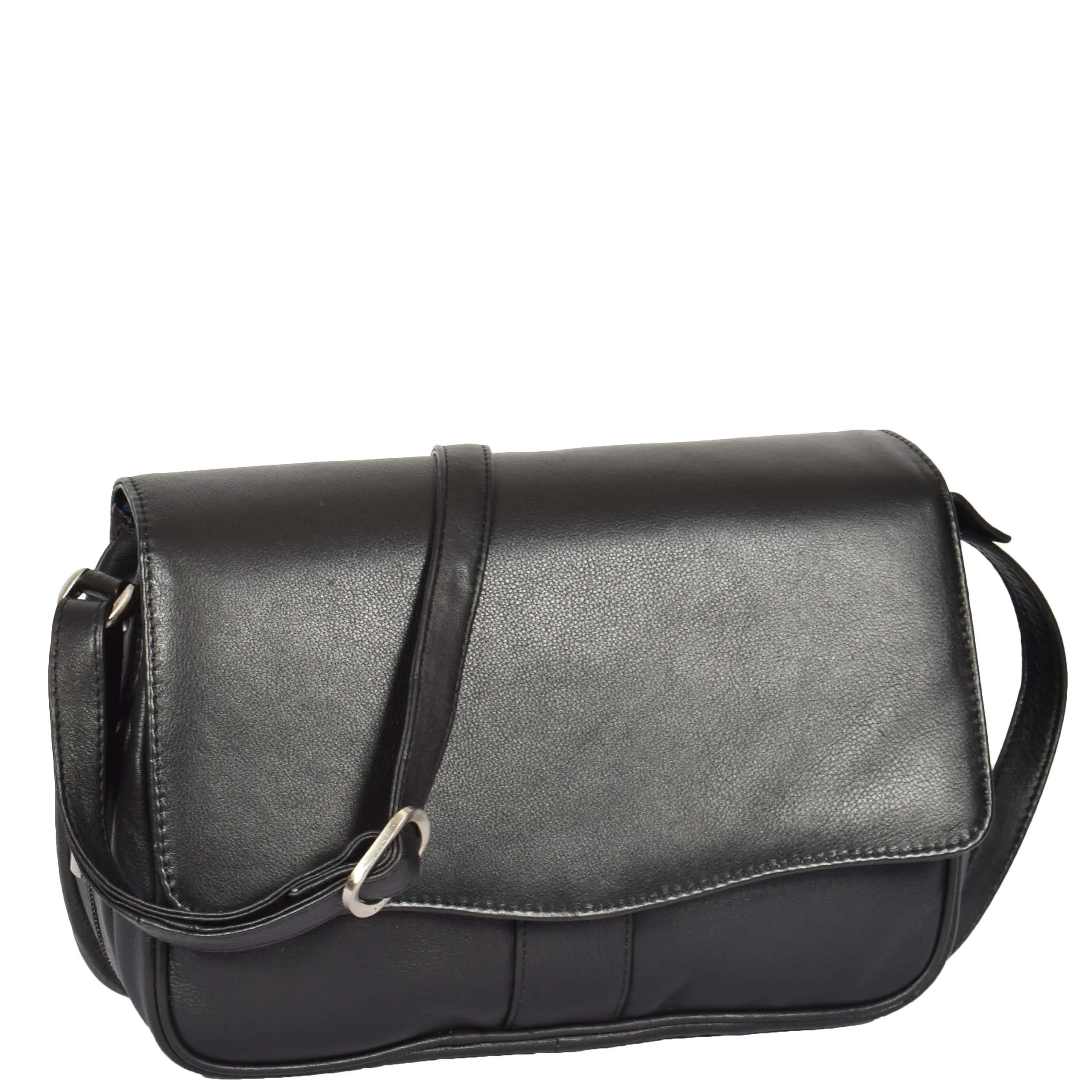 Womens Black Leather Shoulder Messenger Handbag Ada